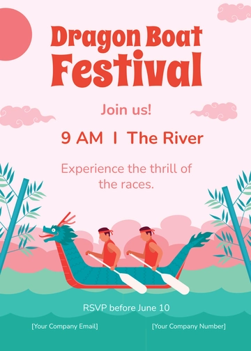 Free Happy Dragon Boat Festival Invitation Card Template to Edit Online