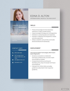 International Medical Technologist Resume