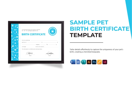 Sample Pet Birth Certificate Template