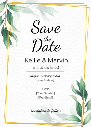 Free Botanical Save the Date Invitation Template to Edit Online