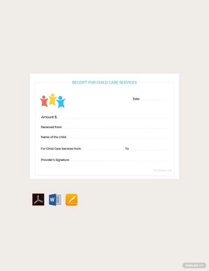Child Care Services Receipt Template