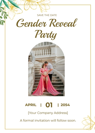 Free Greenery and Gold Frame Save the Date Card to Edit Online