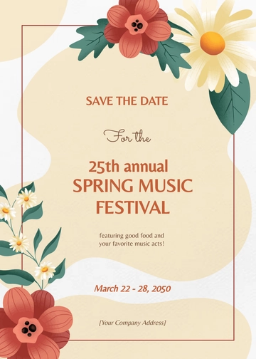 Free Spring Flowers Save the Date Card Template to Edit Online