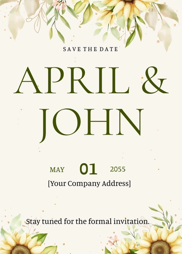 Free Rustic Sunflowers Save the Date Card to Edit Online