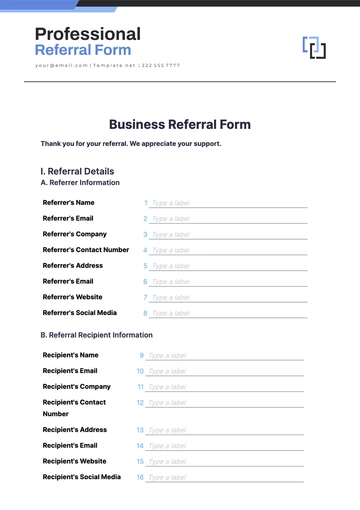 Free Business Referral Form Template to Edit Online