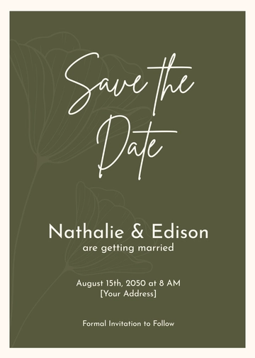Free Modern Olive Save the Date Card Template to Edit Online