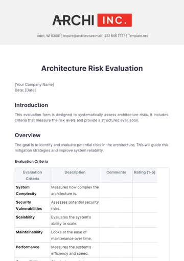 Free Architecture Risk Evaluation Template to Edit Online