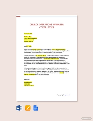 Church Operations Manager Cover Letter