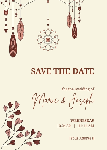 Free Bohemian Wedding Save the Date Card Template to Edit Online