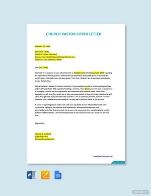 Church Pastor Cover Letter