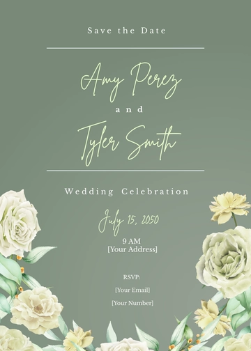 Free Sage Green Save the Date Card Template to Edit Online