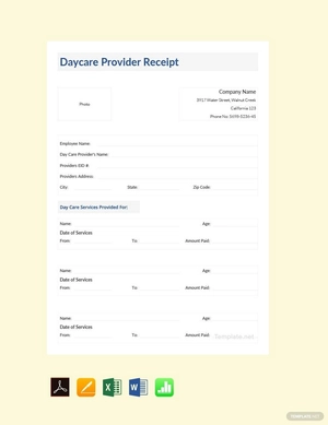 Daycare Provider Receipt Template