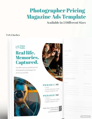 Photographer Pricing Magazine Ads Template