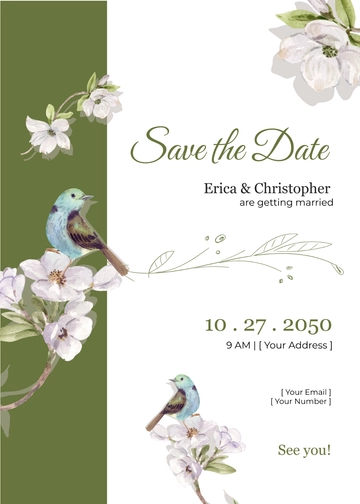 Free Love Birds Save the Date Card Template to Edit Online
