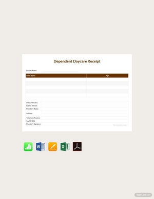 Dependent Daycare Receipt Template