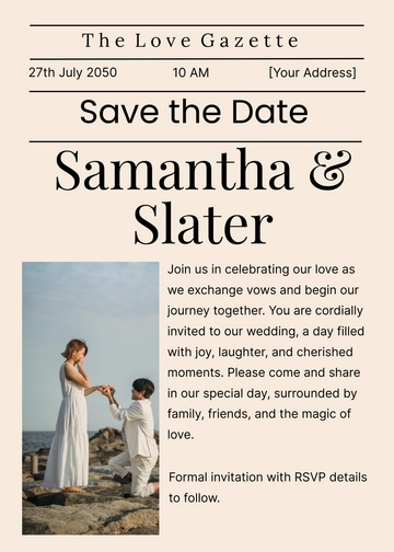 Free Newspaper Save the Date Template to Edit Online