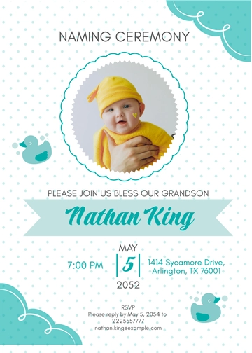 Free Grandson Naming Ceremony Invitation Template to Edit Online