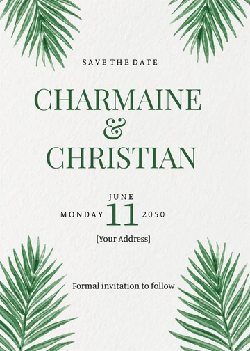 Free Palm Tree Save the Date Template to Edit Online