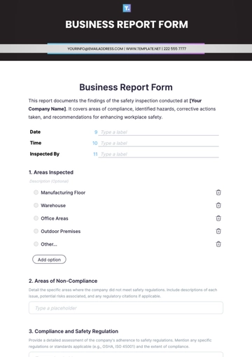 Free Business Report Form Template to Edit Online