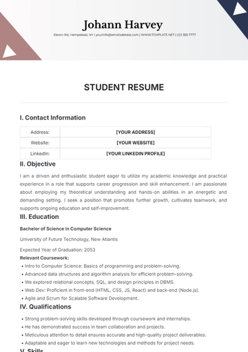 Free Student Resume Template to Edit Online