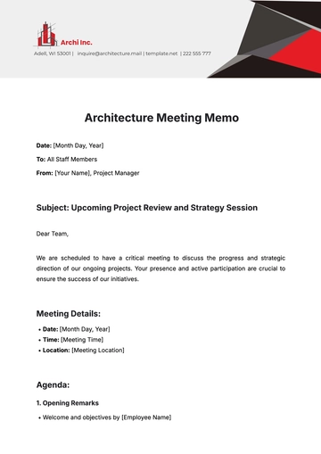 Free Architecture Meeting Memo Template to Edit Online