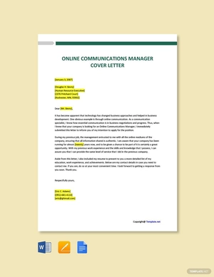 Online Communications Manager Cover Letter