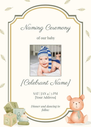 Free Modern Traditional Naming Ceremony Invitation Template to Edit Online