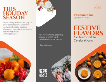 Free Restaurant Holiday Promotions Brochure Template to Edit Online