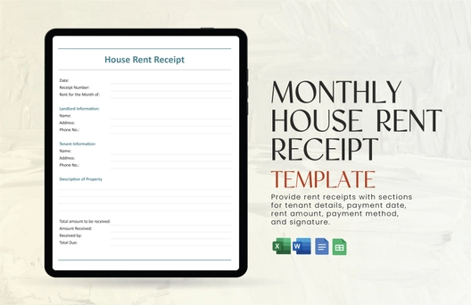 Monthly House Rent Receipt Template
