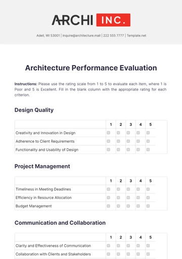 Free Architecture Performance Evaluation Template to Edit Online