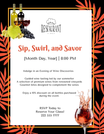 Free Restaurant Wine Tasting Flyer Template to Edit Online
