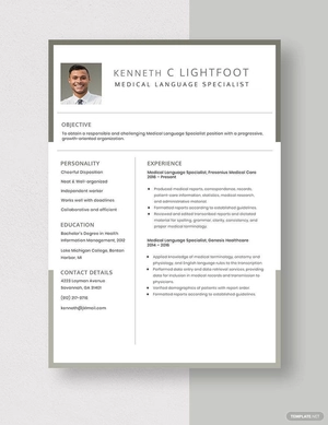 Medical Language Specialist Resume
