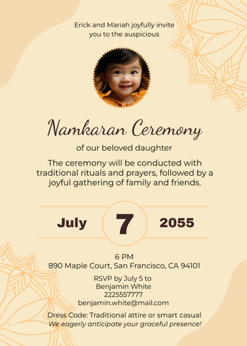 Free Namkaran Naming Ceremony Invitation Template to Edit Online