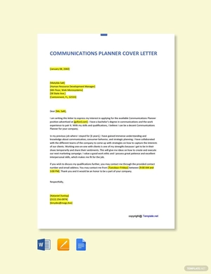 Communications Planner Cover Letter