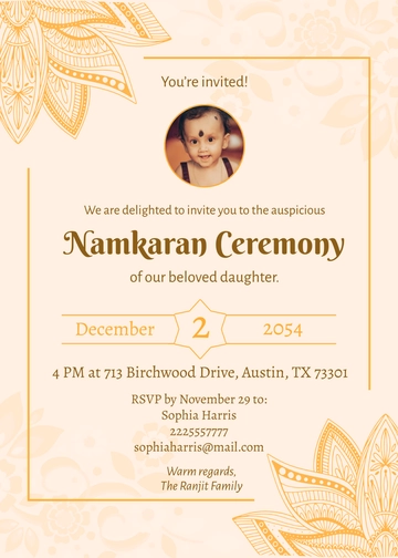 Free Namkaran invitation card Template to Edit Online
