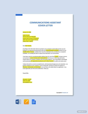 Communications Assistant Cover Letter