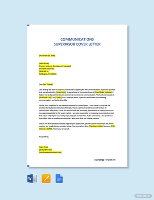 Communications Supervisor Cover Letter