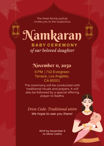 Free Namkaran Radha Baby Naming Ceremony Invitation Template to Edit Online