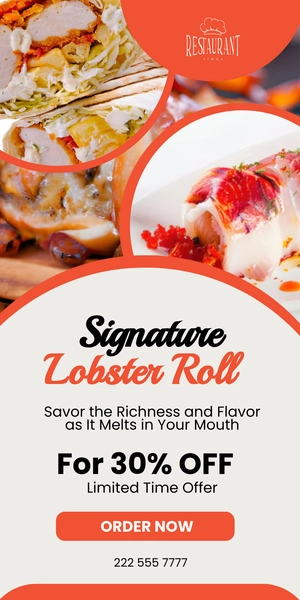 Free Restaurant Advertisement Roll Up Banner Template to Edit Online
