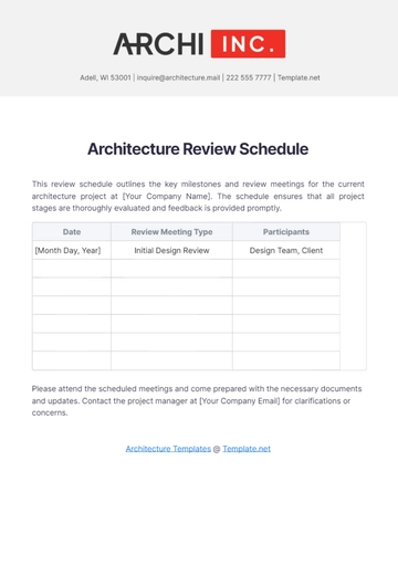 Free Architecture Review Schedule Template to Edit Online