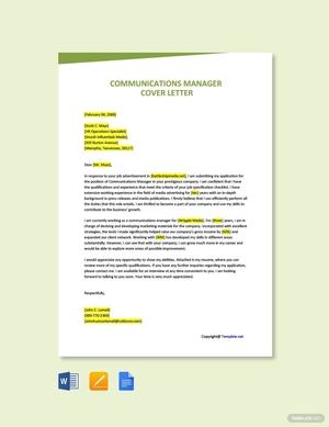 Communications Manager Cover Letter