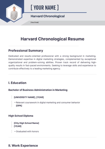 Free Harvard Chronological Resume to Edit Online