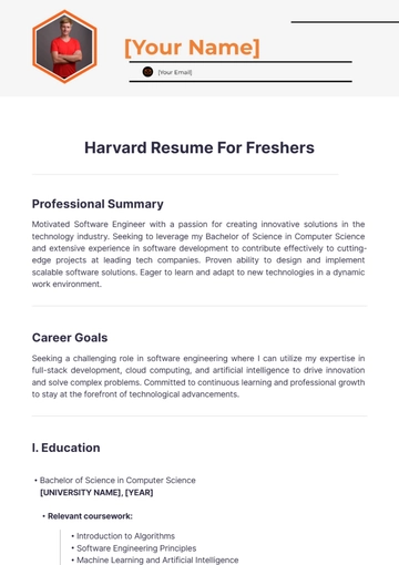 Free Harvard Resume For Freshers to Edit Online