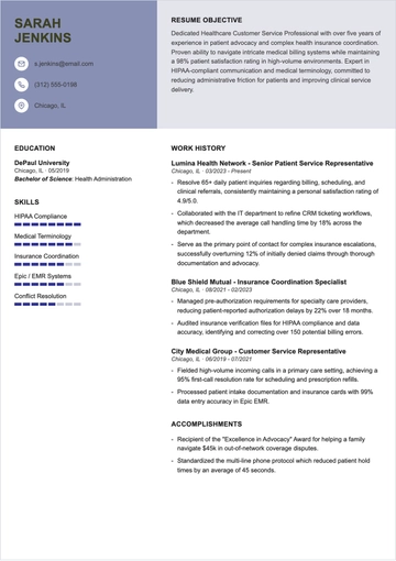 Free Healthcare Customer Service Representative Resume to Edit Online