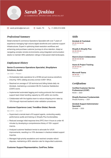 Free Remote Customer Service Resume to Edit Online