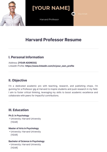 Free Harvard Professor Resume to Edit Online