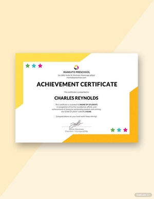 Preschool Internship Certificate Template