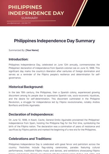 Free Philippines Independence Day Summary to Edit Online