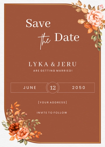 Free Burnt Orange Save the Date Template to Edit Online