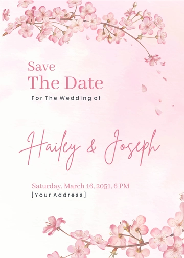 Free Cherry Blossom Save the Date Template to Edit Online